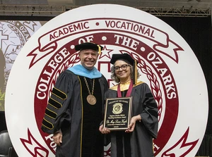 Dr. Lamae Koogler, associate professor of hotel and restaurant management, received The Eugene Charles Wittick Teaching Excellence Award on May 10, 2024, at the 117th Commencement Ceremony at College of the Ozarks. 